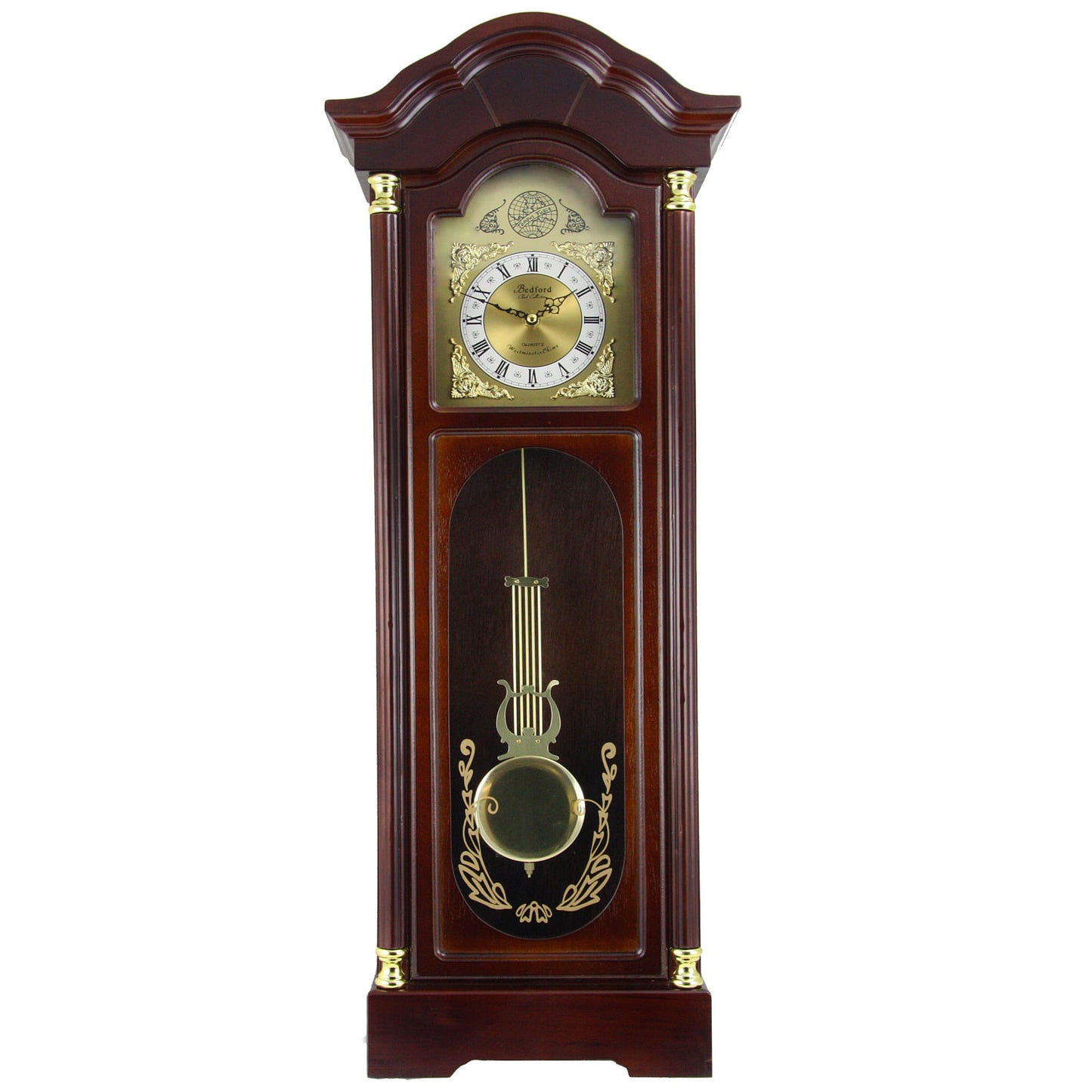 Bedford Clock Collection 33 Inch Chiming Pendulum Wall Clock in