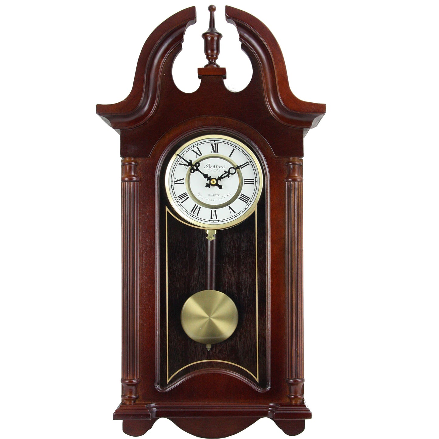 Bedford Clock Collection 26.5 Inch Chiming Pendulum Wall Clock in
