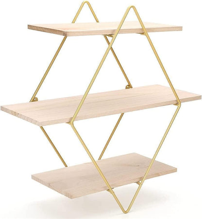 Retro Charm Wall Shelf - 3-Tier Floating Shelf for Rustic Elegance and
