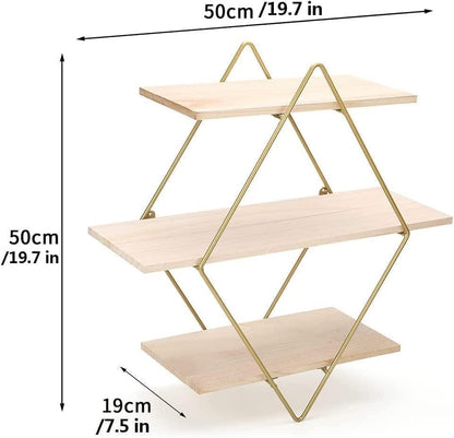 Retro Charm Wall Shelf - 3-Tier Floating Shelf for Rustic Elegance and