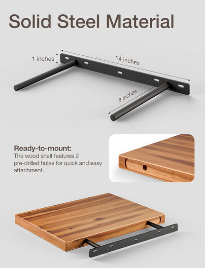 Sahajhast Deep Floating Wooden Wall Shelf – Rustic Farmhouse Style (16