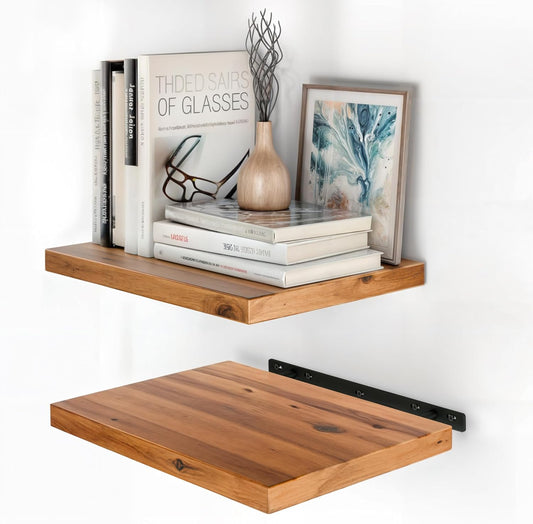 Sahajhast Deep Floating Wooden Wall Shelf – Rustic Farmhouse Style (16