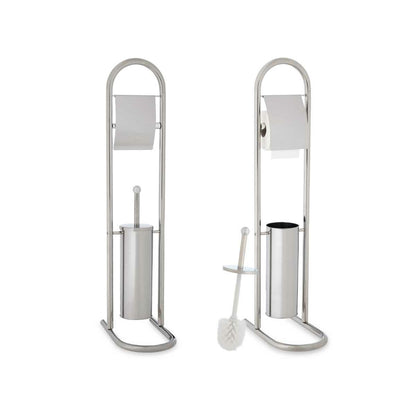Toilet Paper Holder with Brush Stand Silver Metal 17,5 x 29 x 80 cm