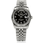 Elegant diamond-accented timepiece featuring calendar display