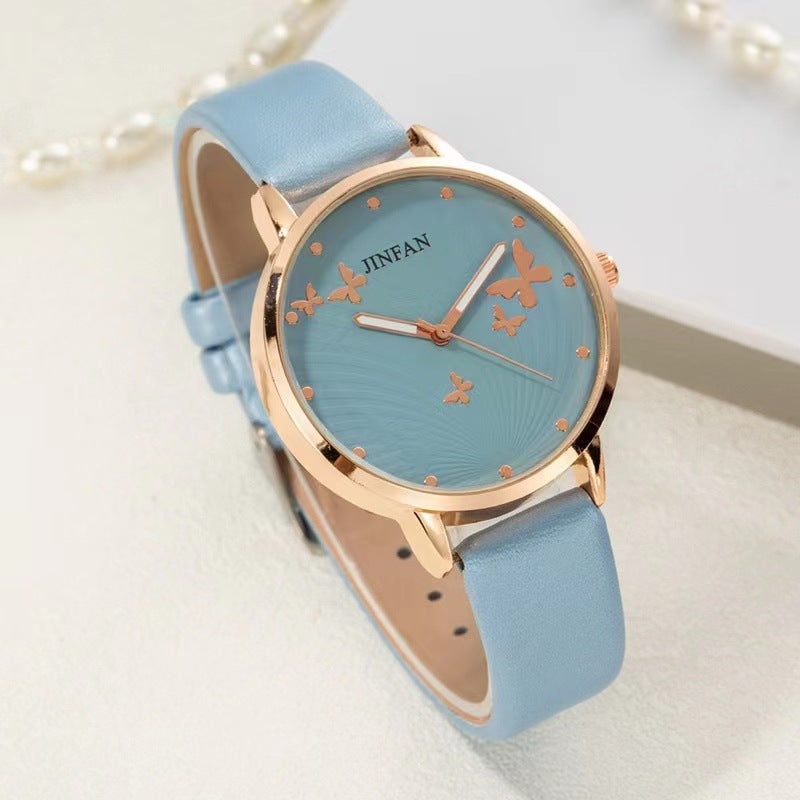 Chic Youthful Flutter Elegance Coordinated Stylish Crystal Timepiece