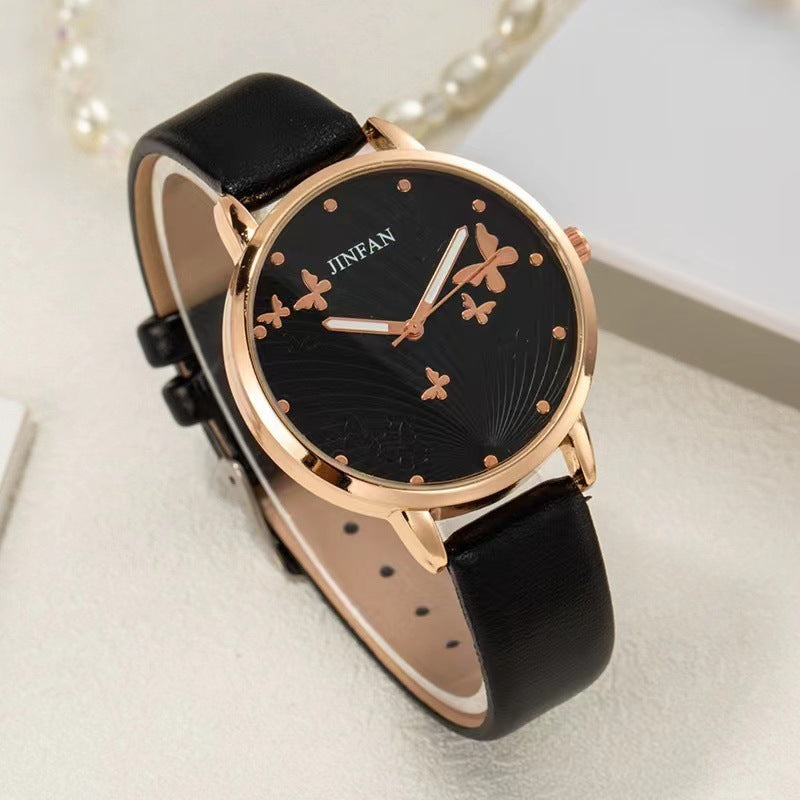 Chic Youthful Flutter Elegance Coordinated Stylish Crystal Timepiece