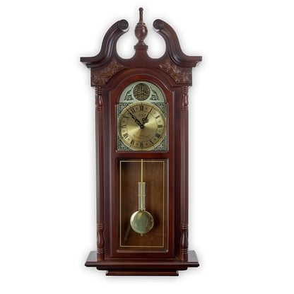 Bedford Clock Collection 38 Inch Chiming Pendulum Wall Clock in Cherry