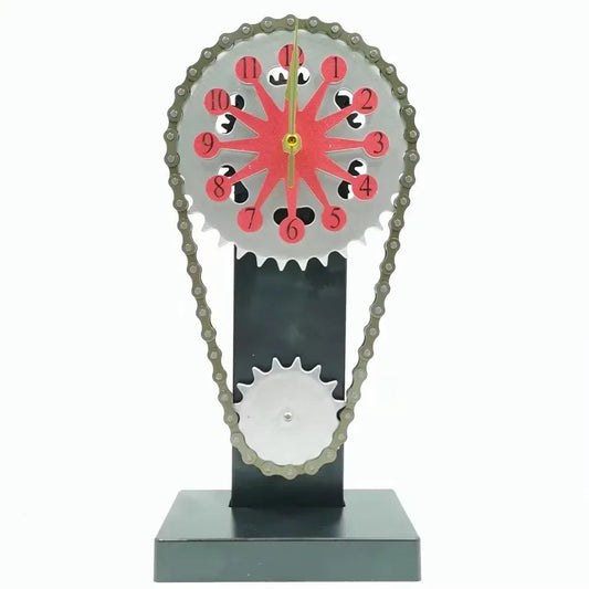 Vintage Chain Rotating Gear Desktop Clock Retro Handicraft Ornament