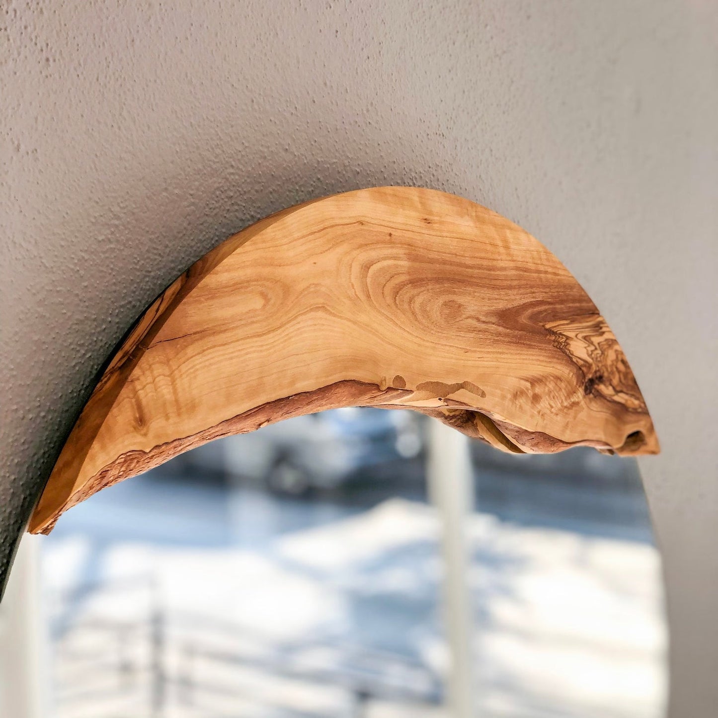 Handmade Wood Round Wall Mirror – Live Edge Wooden Frame | Rustic