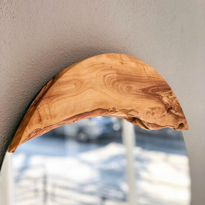 Handmade Wood Round Wall Mirror – Live Edge Wooden Frame | Rustic